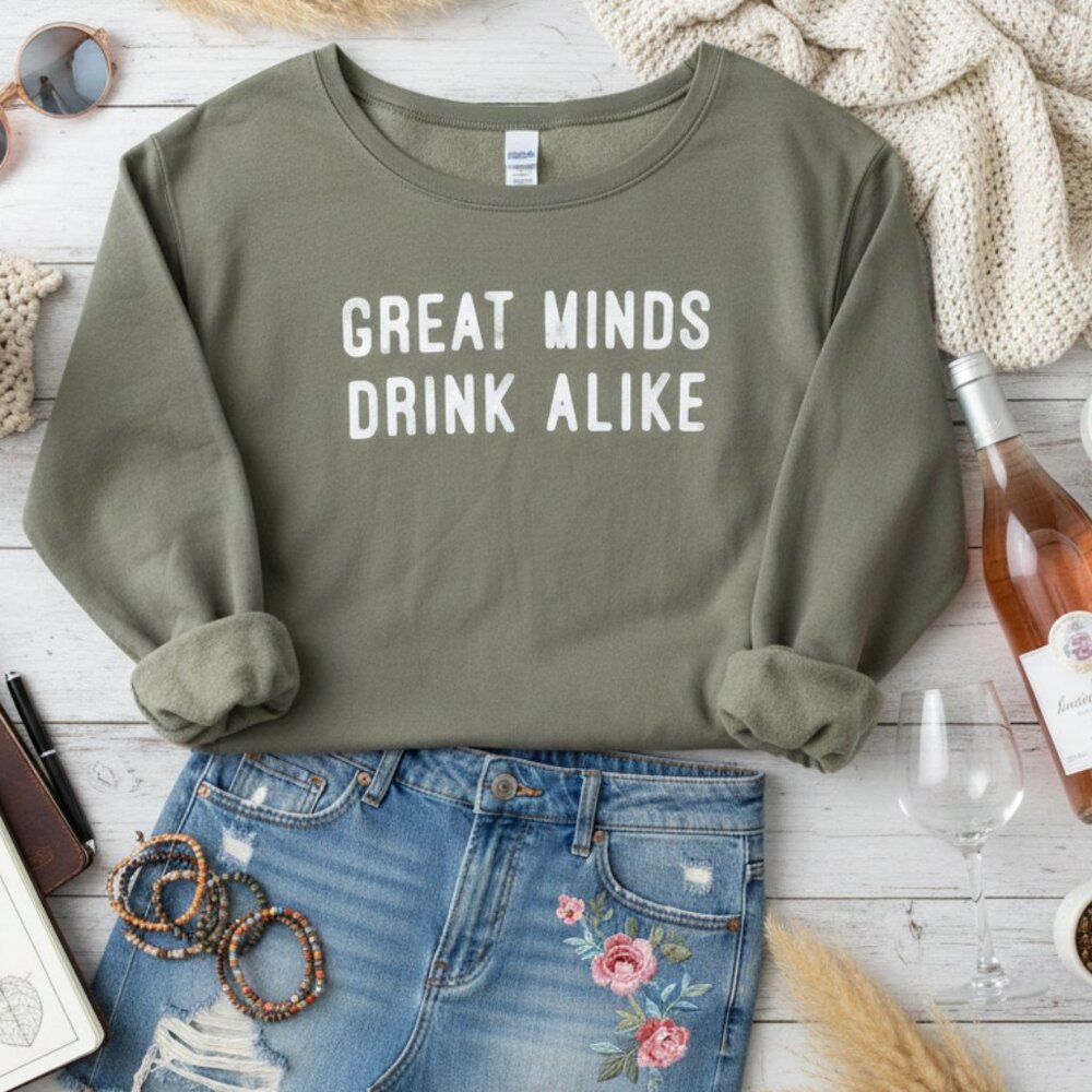 Chillionaire "Great Minds Drink Alike" Pullover | Olive | Medium
